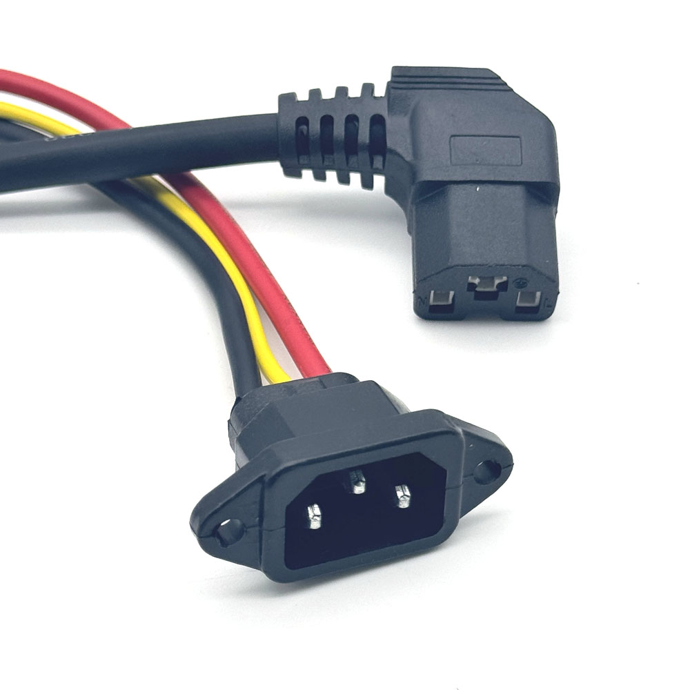 E-Bike Accu Oplaadstekker Drie Verticale Oplaadaansluiting Met 12awg Kabel Draad Elleboogconnector Voor 60V 72V Elektrisch Voertuig