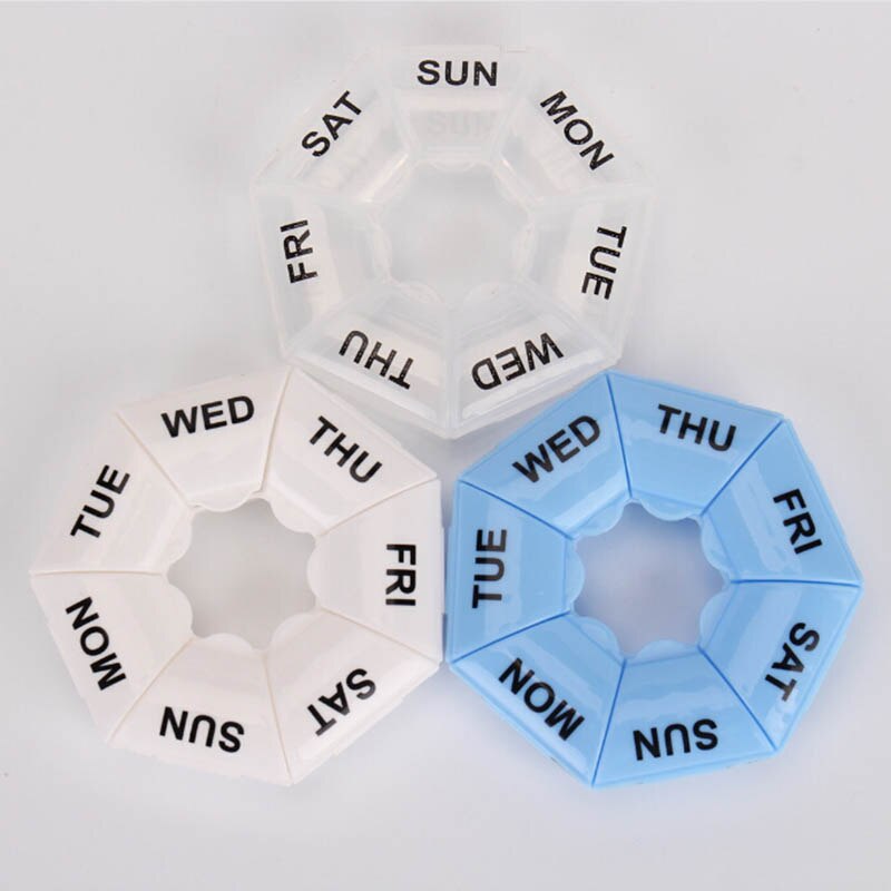 1pc 7 dagen medicijn pillendoos mini draagbare reisopslag vitamine doos soort tablet houder organizer container gevallen: 1pc willekeurige