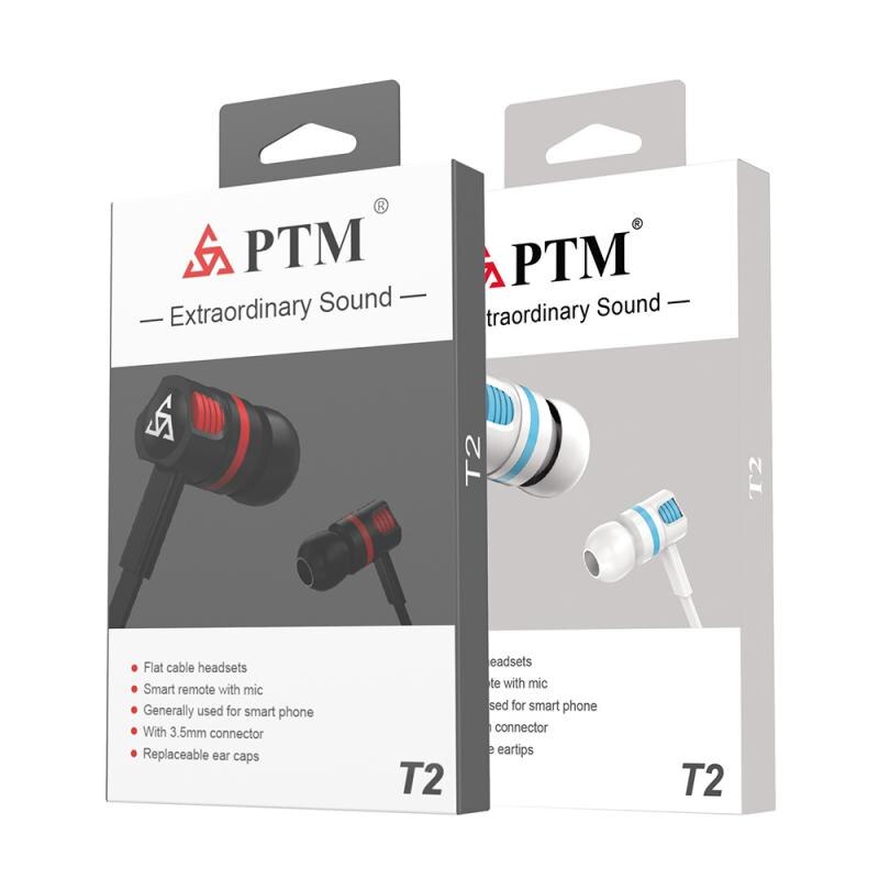 PTM T2 écouteurs in-ear filaire commande vocale avec blé écouteurs universel téléphone portable casque