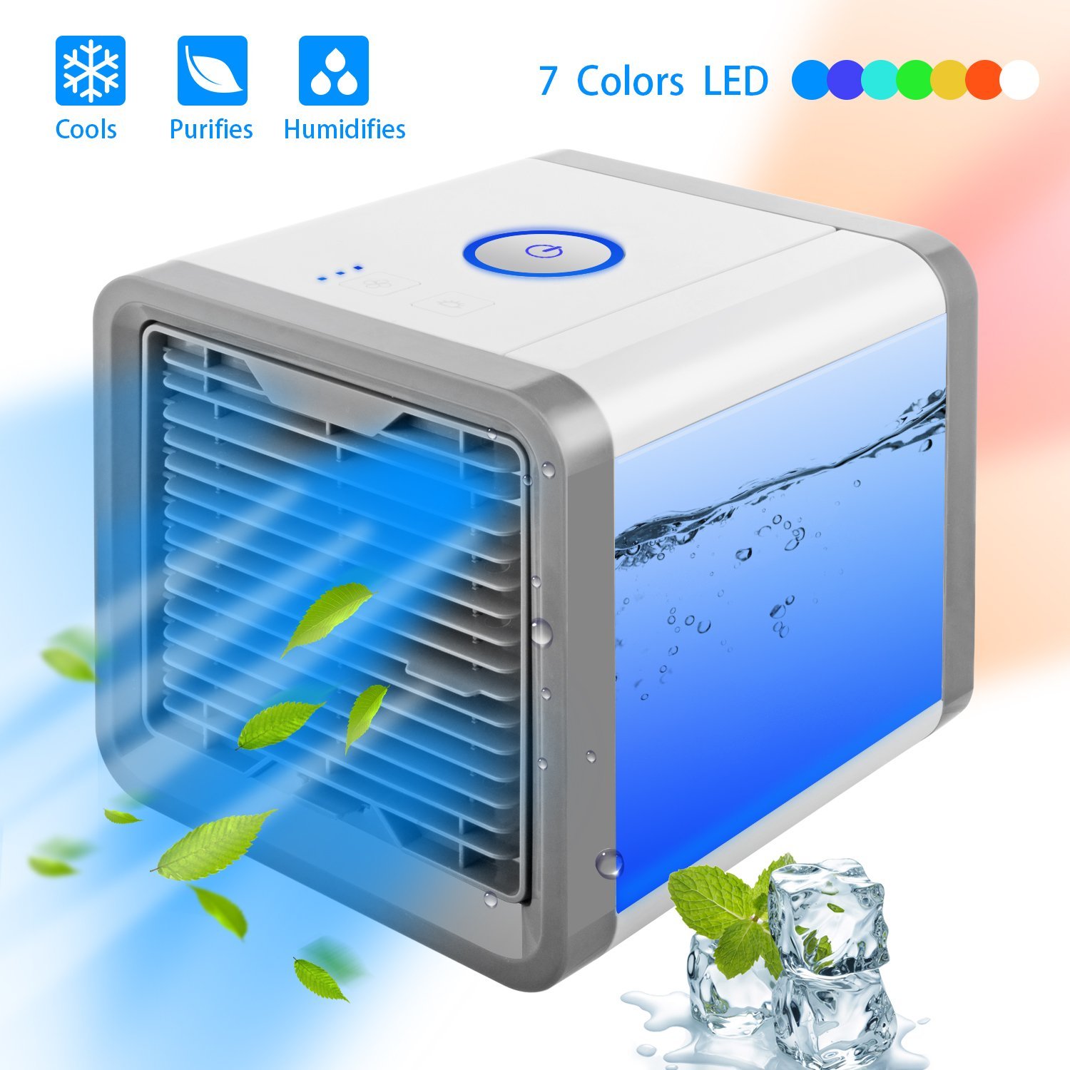Mini Airconditioner Draagbare Usb Air Cooler 7 Kleuren Led Luchtkoeler Ventilator Lucht Ventilator Oplaadbare Ventilator Voor Office kamer