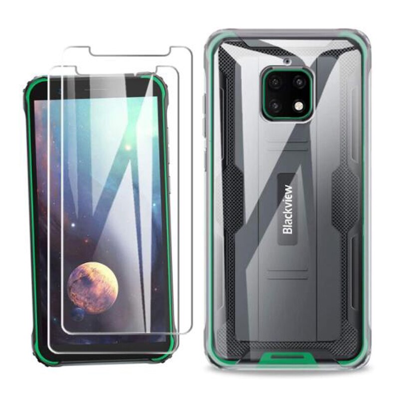 2-In-1 Case + Gehard Glas Op Voor Blackview BV4900 Screenprotector Glas Voor Blackview BV4900 Pro 2.5D glas: BV4900