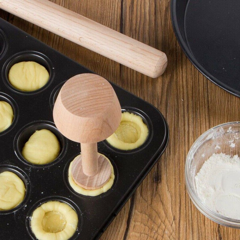 Moule à Tarte En Bois Double Face - Outil Pour Presser La Pâte à Tartelettes, Muffins, Gâteaux