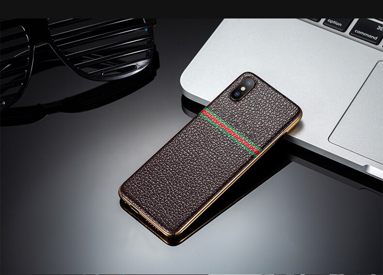 Ultra-Dunne Metalen Frame Lederen Back Cover Kleine Mobiele Telefoon Bluetooth Dialer Dual Sim-kaart Kinderen Telefoon Touch Key trillingen: standard / Gucci Coffee