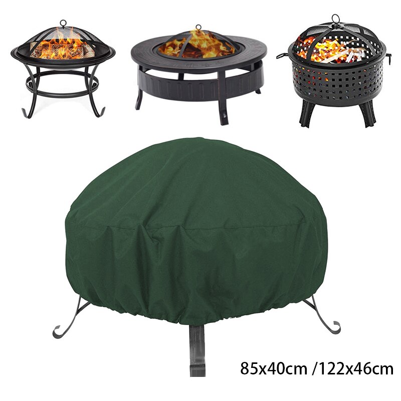 2 Sizes Waterproof Patio Fire Pit Cover Black UV Protector Grill BBQ Shelter Outdoor Garden Yard Round Canopy Furniture Covers