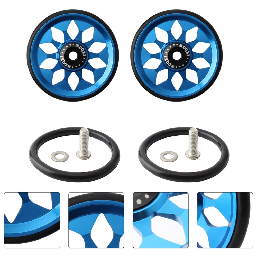Easy Wheel – roues de vélo pliantes en alliage d'aluminium, Compatible avec Brompton, 1 ensemble: Blue