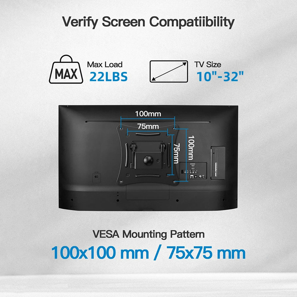 Full Motion Hoek TV Beugel Muurbevestiging 10-32 In tv Monitor Houder Draaibare Kantelen Verstelbare Universele TV stand VESA 100x100mm
