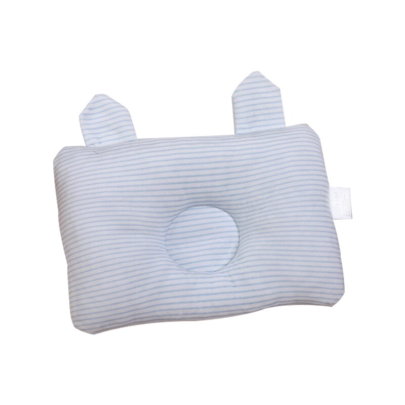 Almohadas rectangulares Antiapnea de algodón suave para cama de bebés, almohadas cóncavas adorables antimigrañas: Blue strip