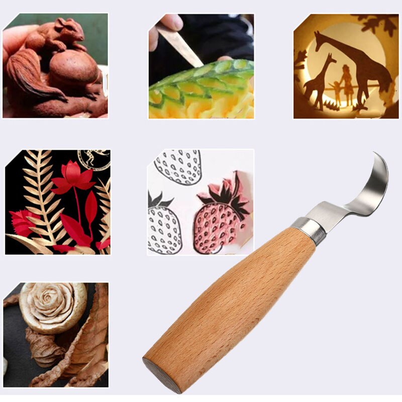 Spoon DIY Hand Chisel Wood Carving Tools Knife Chisel Woodworking Cutter Peeling Sculptural Spoon Carving Knife Hand Tools