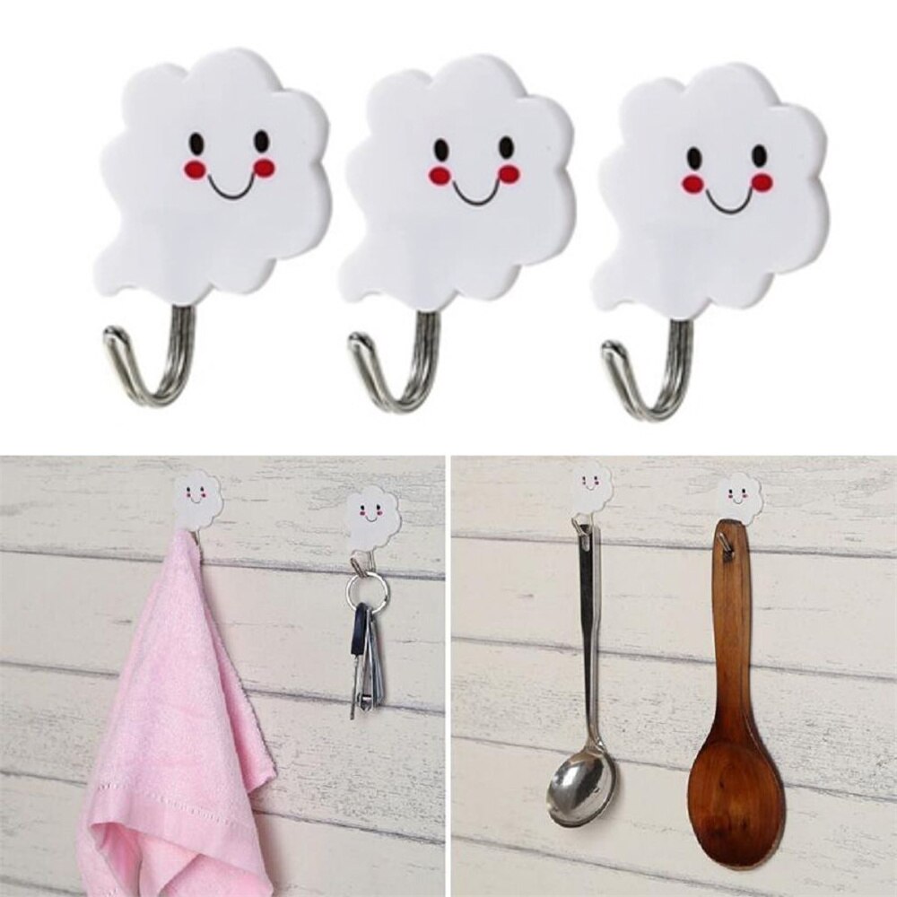 Strong Adhesive Hooks Sticky Wall Hanger Plastic For Home Clothes Bags Shaped Durable No Punching Deign Easy To Install