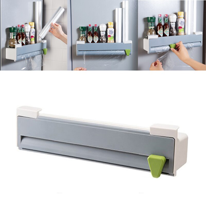 ABS Cling Film Cutter Wall-mounted Food Wrap Cutter Cling Dispenser Durable Non-toxic Storage Organizer For Kitchen Accessories