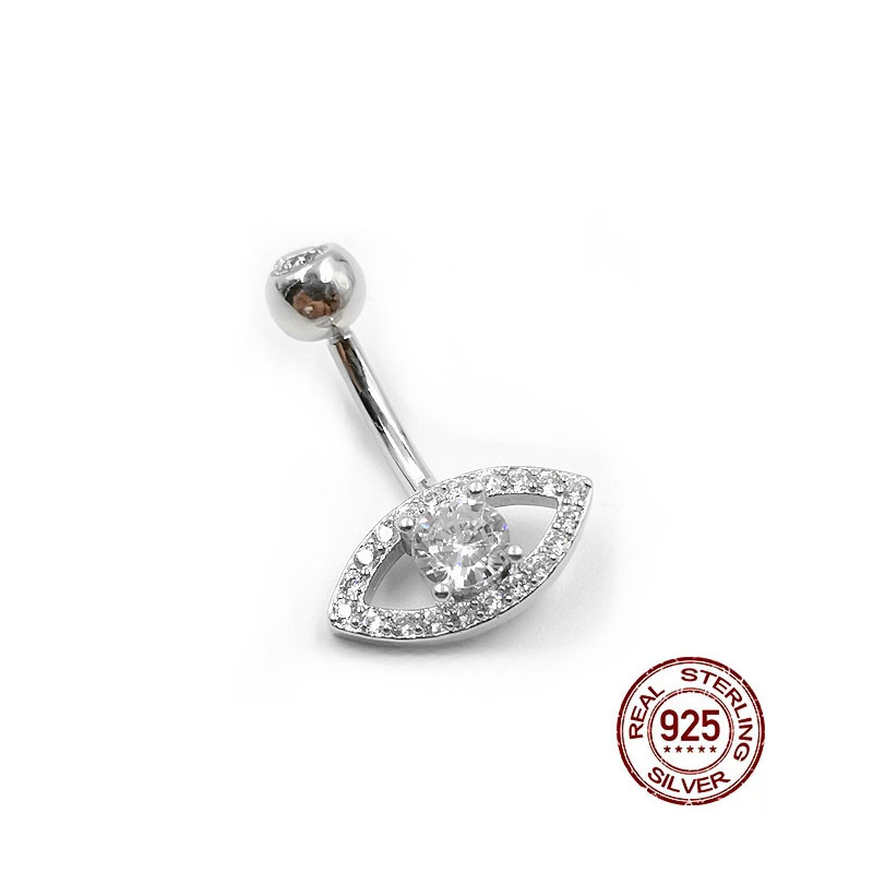 Hellolook 925 Sterling Zilveren Navel Piercing Zirkoon Eye Belly Button Ring Crystal Body Piercing Sieraden Accessoires