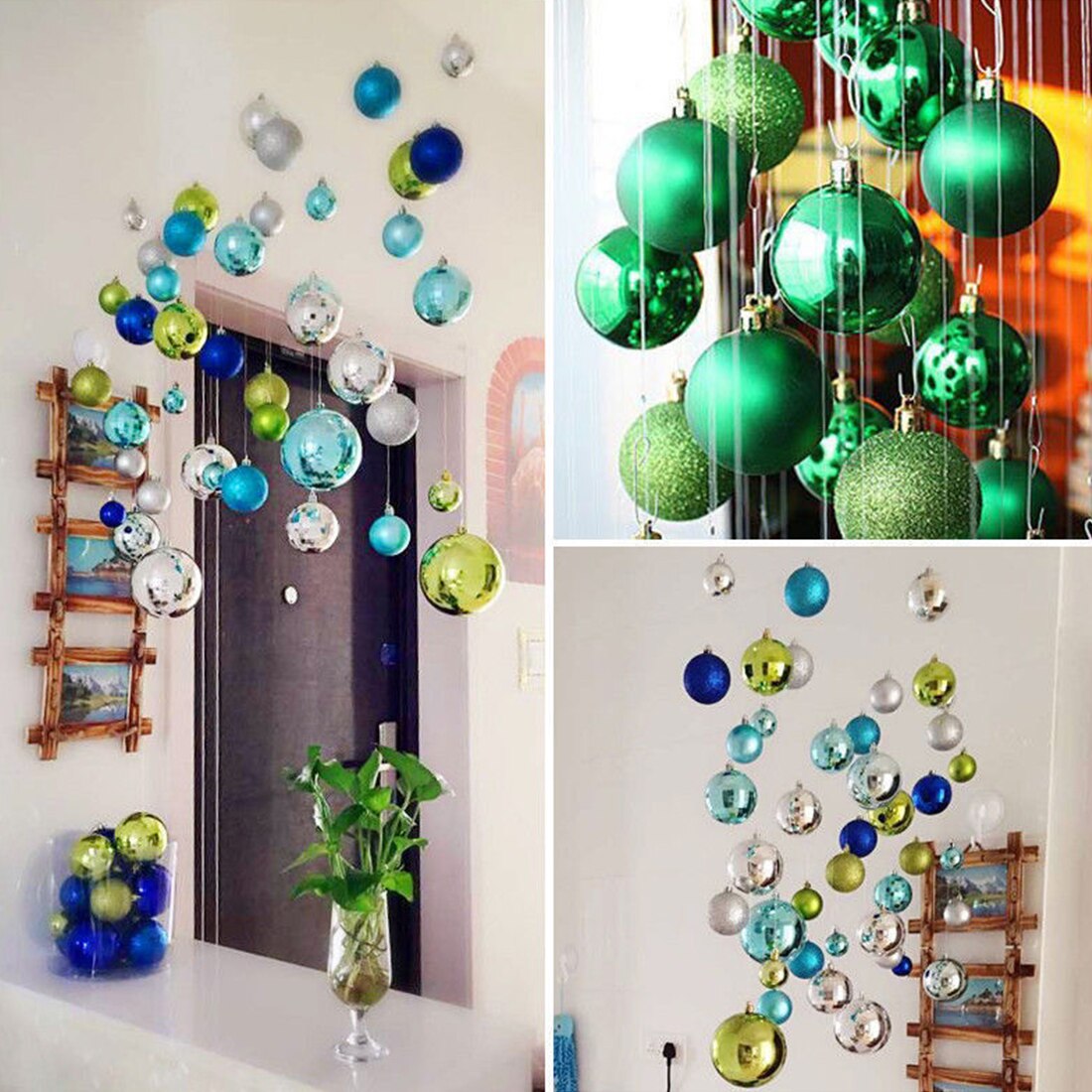 Boules d'arbre de noël moderne mignonnes 24 pièces 4cm | Ornement suspendu pour fête de noël mariage, fournitures de décoration de noël