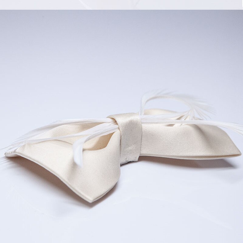 Pajarita de plumas para hombres y mujeres, pajarita blanca de para boda, original de , accesorios de la camisa para hombres