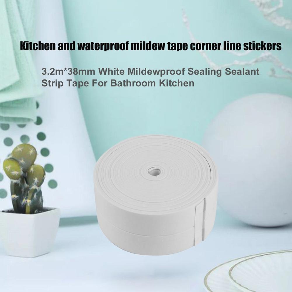 3.2m*38mm hvidt meldugfast vandtæt striptape til badeværelseskøkken langvarig mugbestandig slidstærk hjørnelinjemærkat