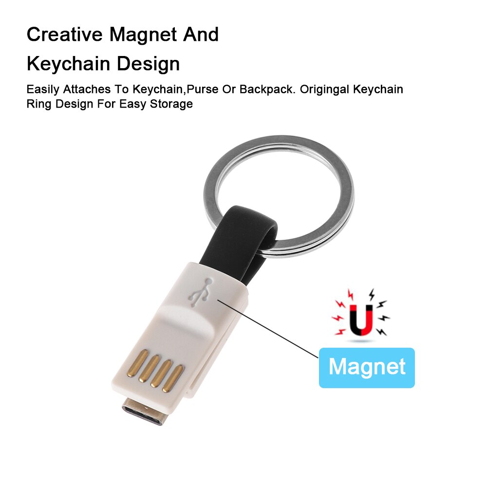3 in 1 usb-kabel bärbar magnetisk telefonladdare laddningskablar typ c micro användbar mini usb-nyckelring android datalinje