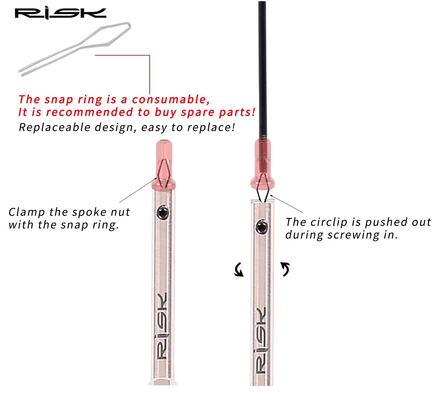RISK Bike Spoke Nipple Insertion Tool Screwdriver Bicycle Spoke cap Removal Wrench MTB Road Bike Wheel spoke nipple Key