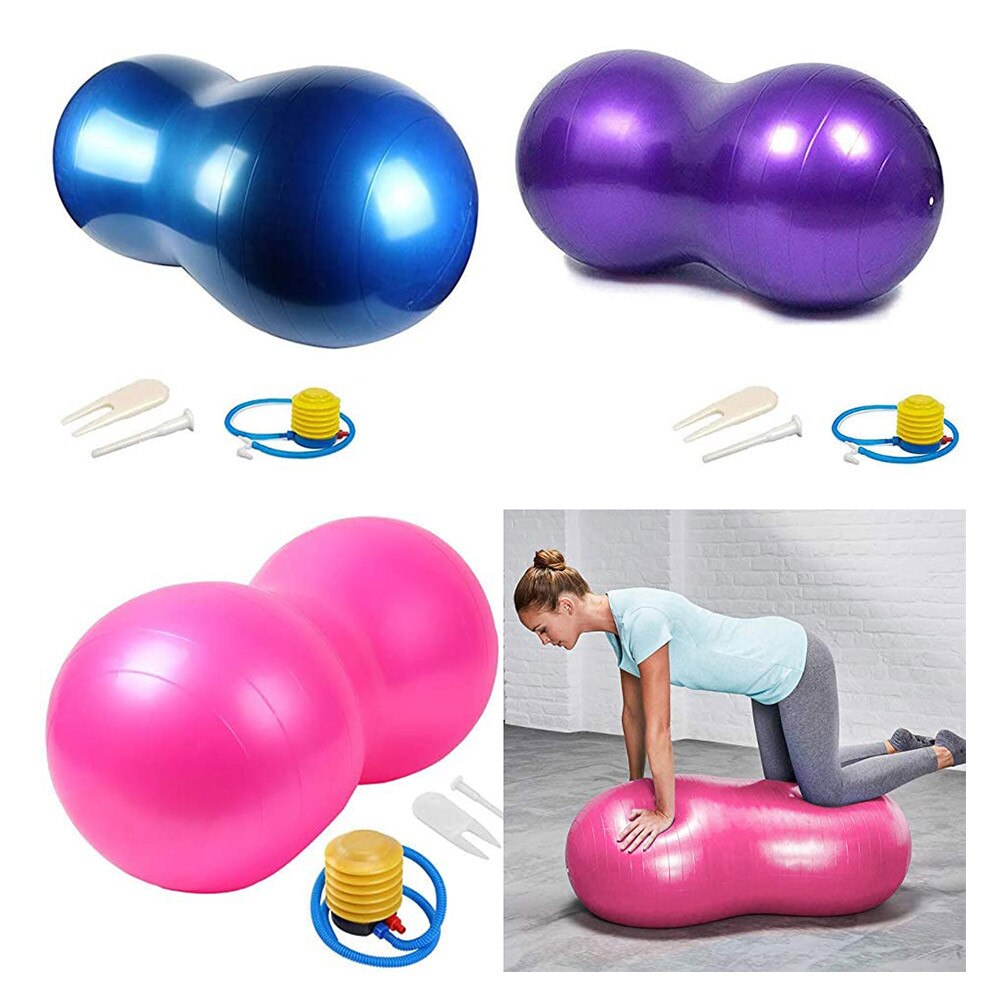 Peanut Ball Inflatable Peanut Exercise Ball Blow Up Thickened Peanut Balance Ball with Manual Pump for Yoga Fitness Physical