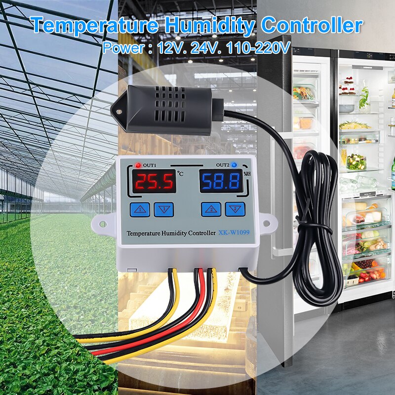 Digital Temperature Humidity Controller Egg Incubator Thermostat Humidity Controller Regulator Heating Cooling Control W1099
