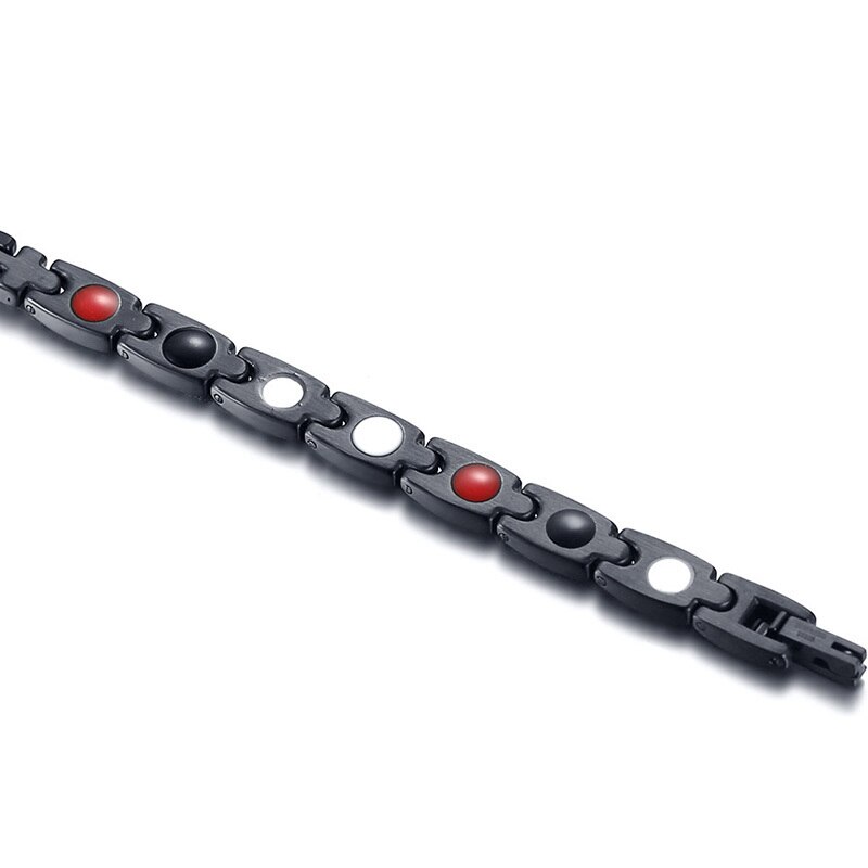 Vnox-Bracelets de santé magnétiques noirs pour femmes et hommes, en acier inoxydable, bijoux en Germanium Bio énergie unisexe 7.87"