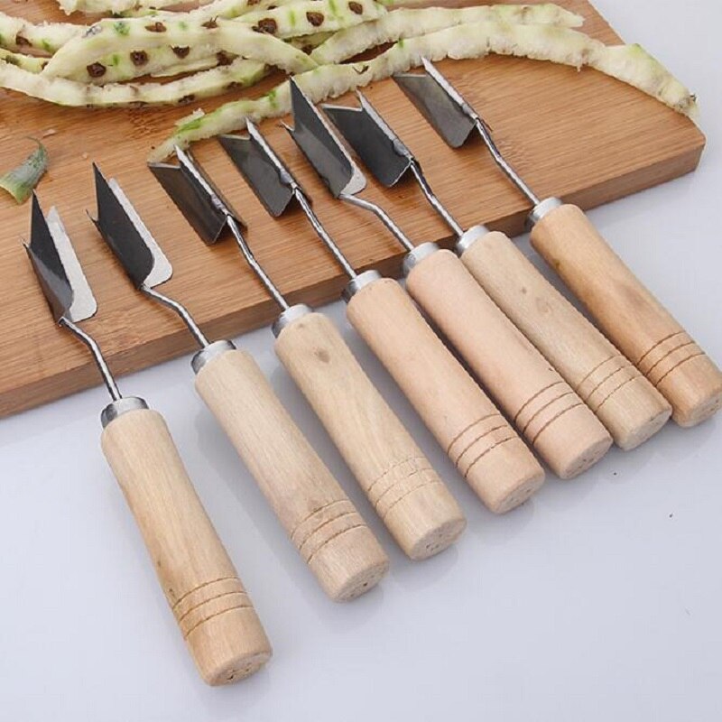 Classical Stainless Steel Pineapple Slicers Wood handle Easy Pineapple Knife Practical Kitchen UTensils