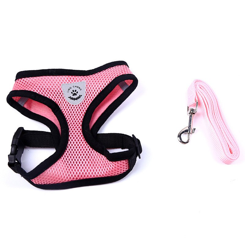 Conjunto de arnés y correa transpirable para perros y gatos pequeños, malla de nailon de aire, accesorios de ropa para cachorros, chaleco, red para Chihuahua