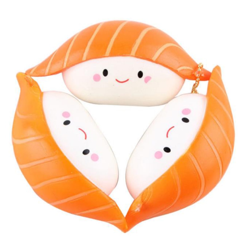 Kawaii Salmon Sushi Squishy Slow Rising Phone Straps Bread Cake Scented Squeeze Toy Stress Relief fun for Kid 12*5CM