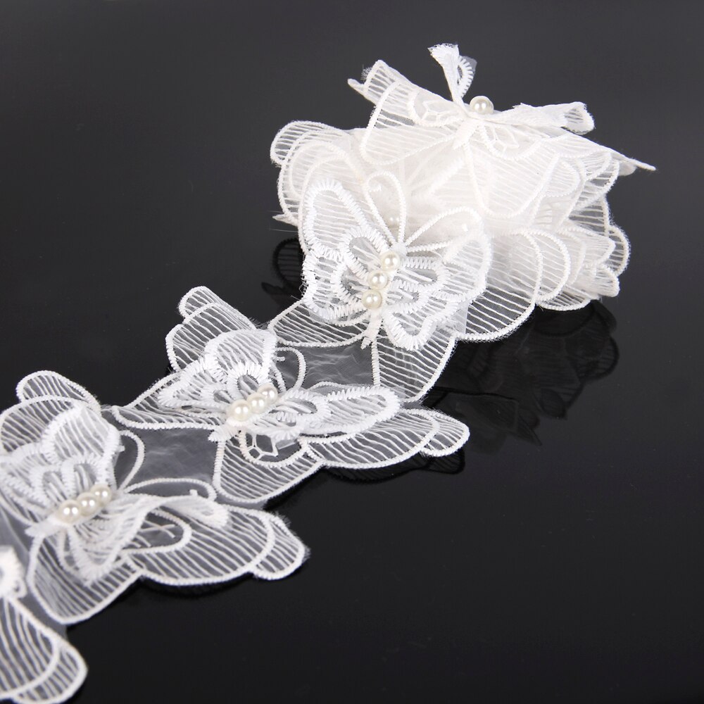 Cinta de encaje de Organza flor perla bordado recortado cinta de tela de costura DIY accesorios de ropa para envolver , 1Yc2488: 1056407002