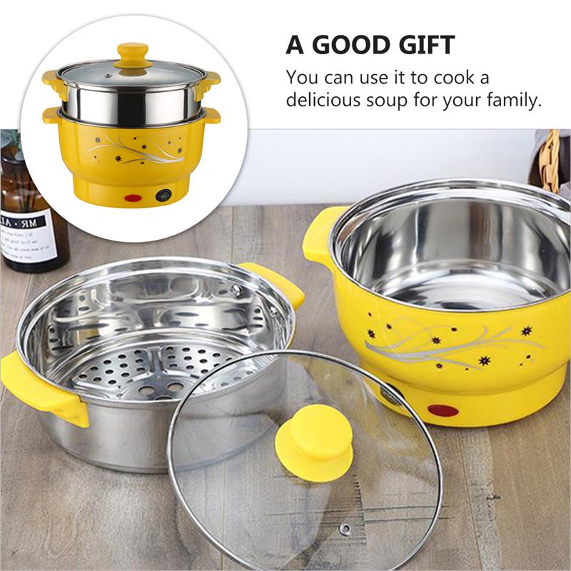 Cooking Pot Steel Ironing Electric Pot Multifunctional Steam Pot Double Layers Stockpot Steamer Cooking Boiler for Home Kitchen