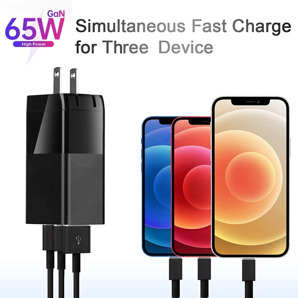 Gan 65W Usb C Quick Charger Pd 3.0 Qc Voor Samsung Iphone 12 Pro Max Macbook Tablet Snel Muur charger Eu/Us/Uk Plug Adapter