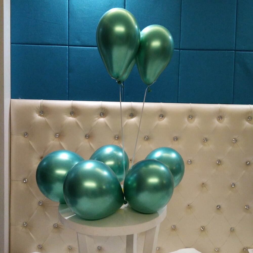 12 '' krom metalliske runde latex balloner guld sølv lyserøde helium balloner til bryllup hotel fødselsdagsfest dekoration 10 stk: Grøn 10 stk