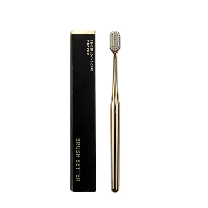2/1pcs Luxury Soft Toothbrush Gold Silver Toothbrushes for Men and Women Adult Tooth Brush Electroplated High-end Dental Brushes: Silver