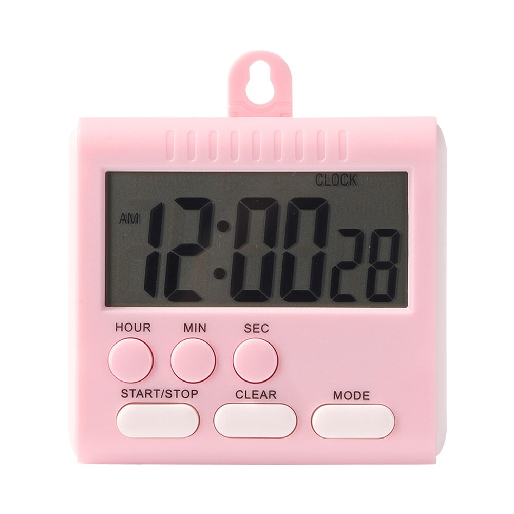 Digital Kitchen Timer Large Screen Stand Countdown Clocks Kitchen Baking Cooking Reminder Stopwatch Accessories: Pink