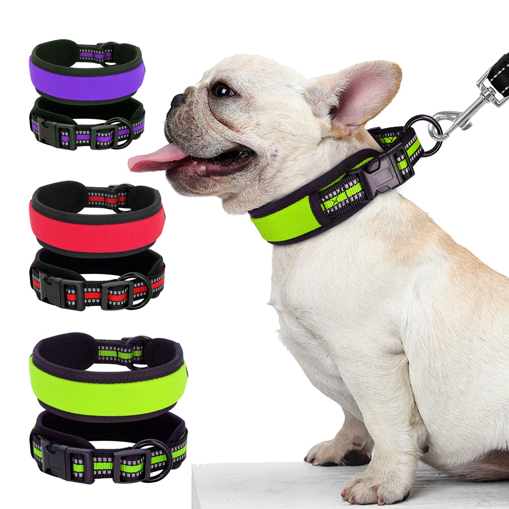 Halsband voor Pitbull Reflecterende Nylon Huisdier Kraag Voor Medium Grote Honden Pug Hond Supplies Pet Products Accessoires Paars Rood