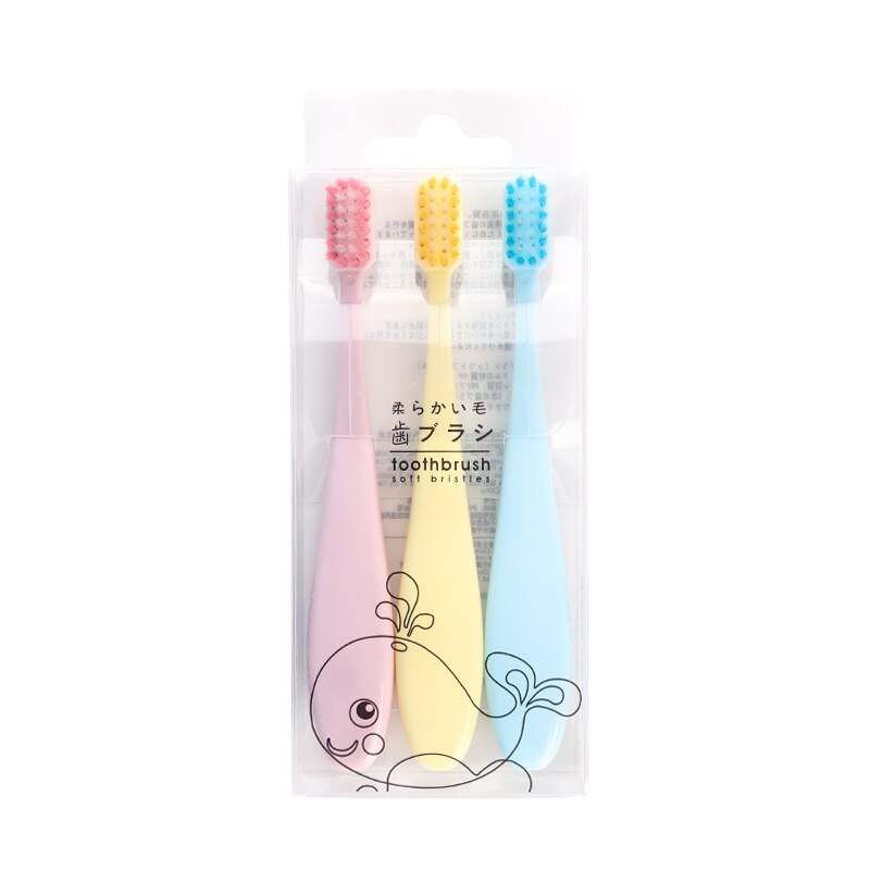 3 pçs/set crianças macio-cerdas escova de dentes para crianças dentes bonito treinamento escovas de dentes do cuidado dental do bebê 2-6y: Default Title