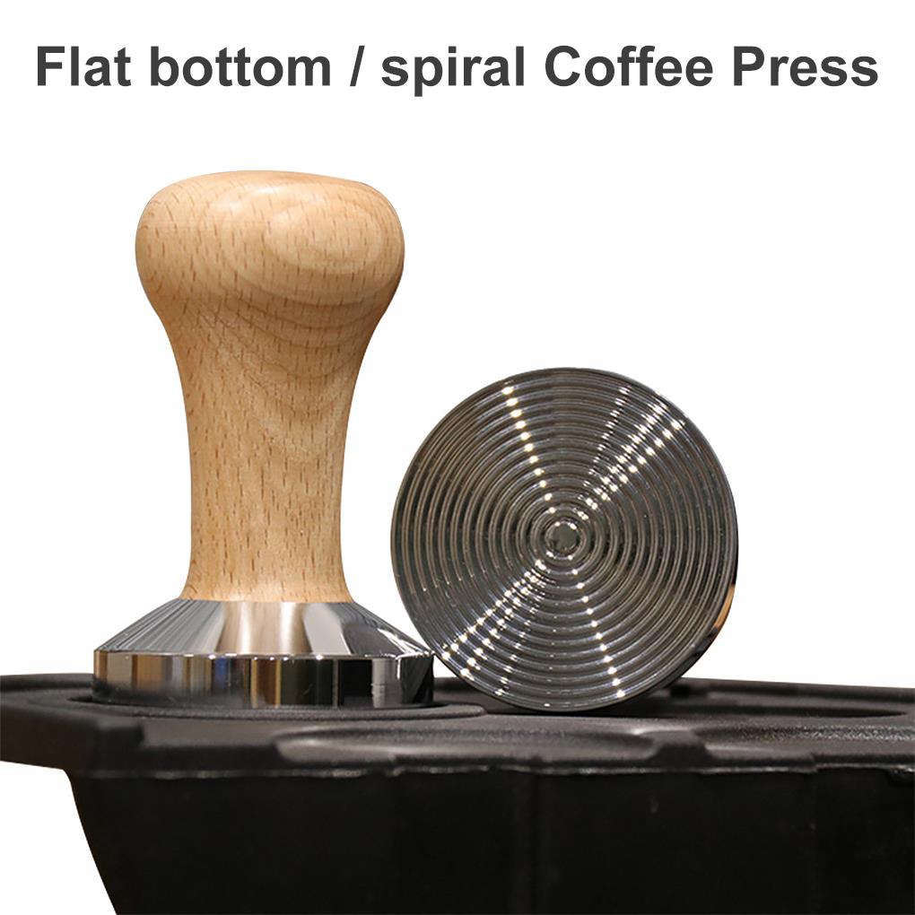 Solid Wood Handle Coffee Tamper Stainless Steel Press Powder Hammer Squeezer, Thread Base
