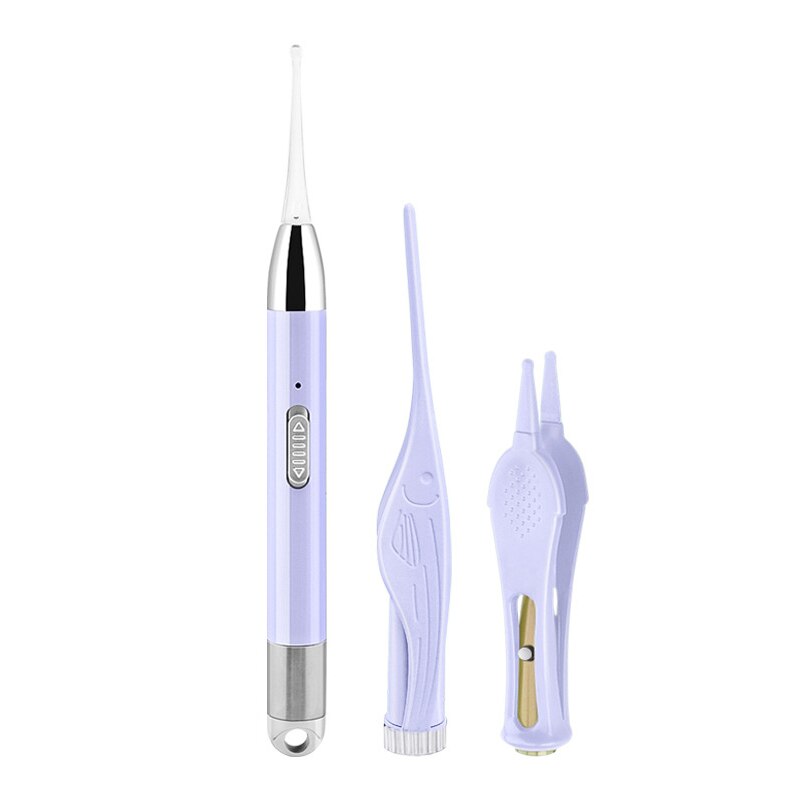 Oor Schoner Led Licht Oor Pick Usb Oplaadbare Oor Wax Verwijderen Neus Schoon Clip Baby Oor Schoon Pincet Set: Purple