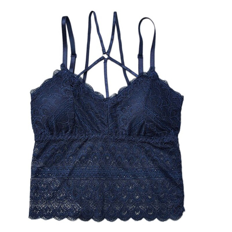 Kvinder blonde bh sæt sexet wire fri front bryst camis solide lingeri bh'er og udhulet kort sæt skønhed bagpå kryds lang søm vest