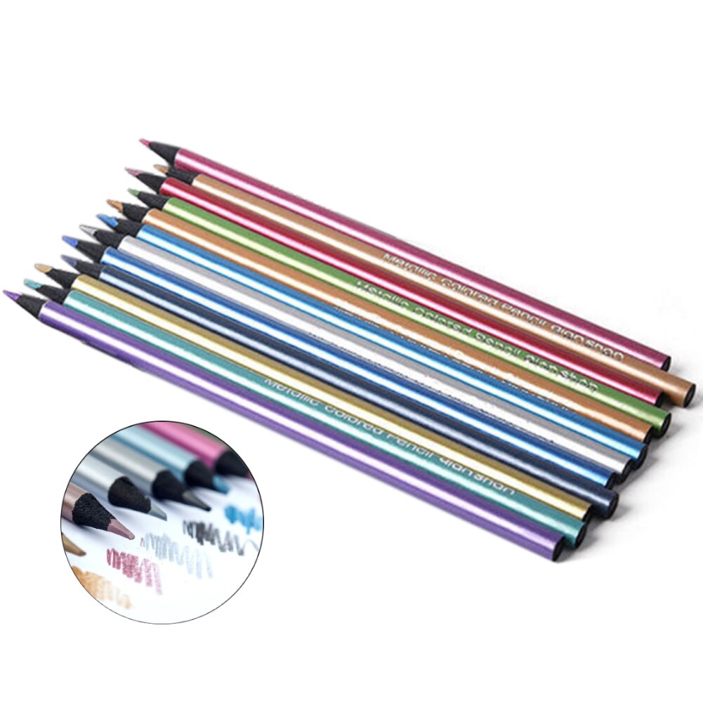 12 Colors Craft Student Sparkling School Eco Friendly Pencil Sketch Art Stationery Drawing DIY Lead