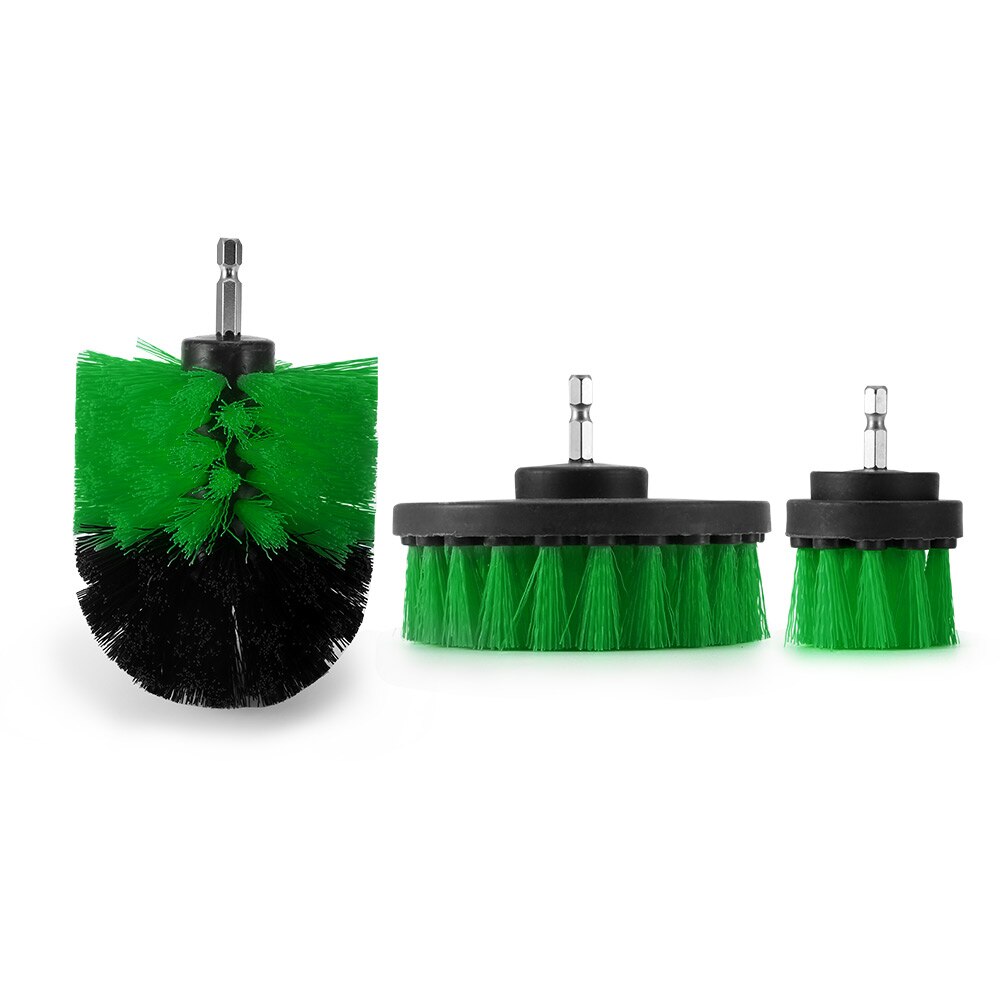 Juego de cepillos para cepillo de limpieza con motor, 3 uds., para cepillo de taladro para fregadero y cuarto de baño, para limpieza, accesorio de Taladro Inalámbrico, Kit de cepillo eléctrico: Green