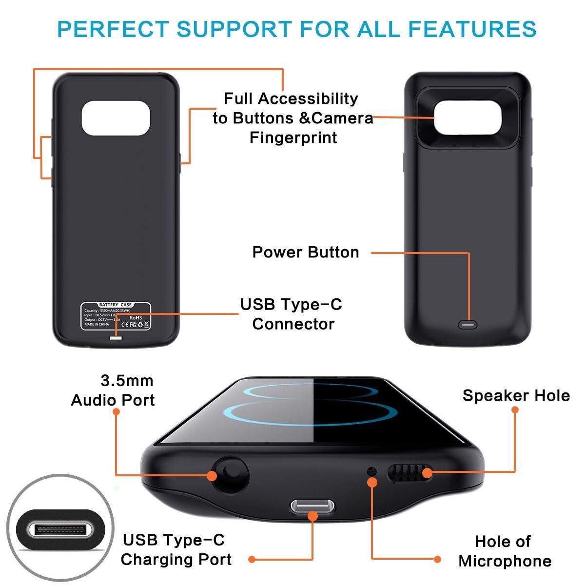 Silm – coque de chargeur de batterie Portable, étui de charge pour batterie externe Samsung Galaxy S8 S9