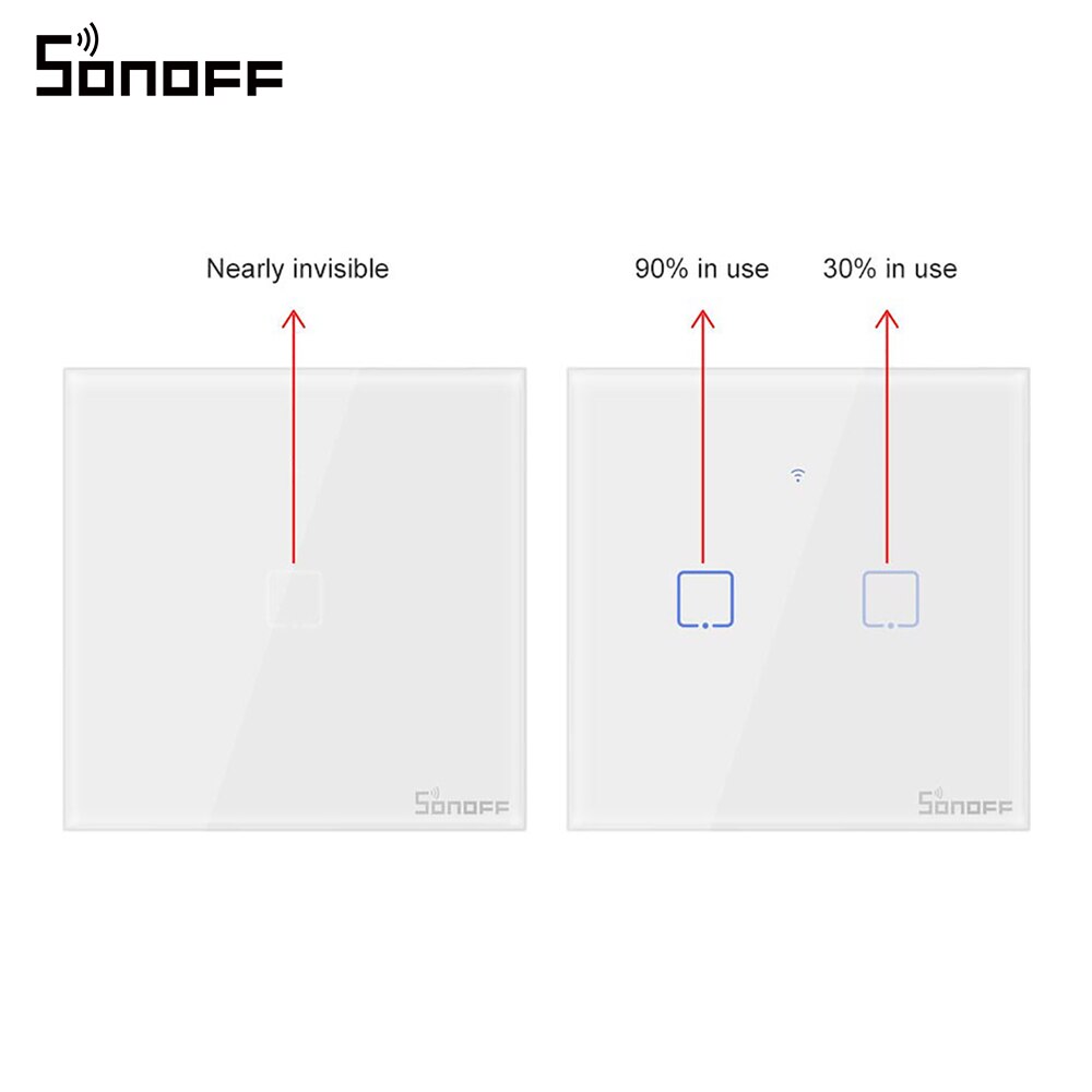 Sonoff-Interruptor de pared inteligente T0/T1, accesorio con Wifi, 1/2/3 entradas, táctil/WiFi/433 RF/aplicación remota, funciona con Alexa