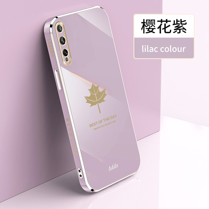 Square Maple Leaf Plating Silicone Case on For Huawei Y8P Enjoy 10S Coque Ultra-thin Soft Back Cover: Enjoy 10S / Lavender