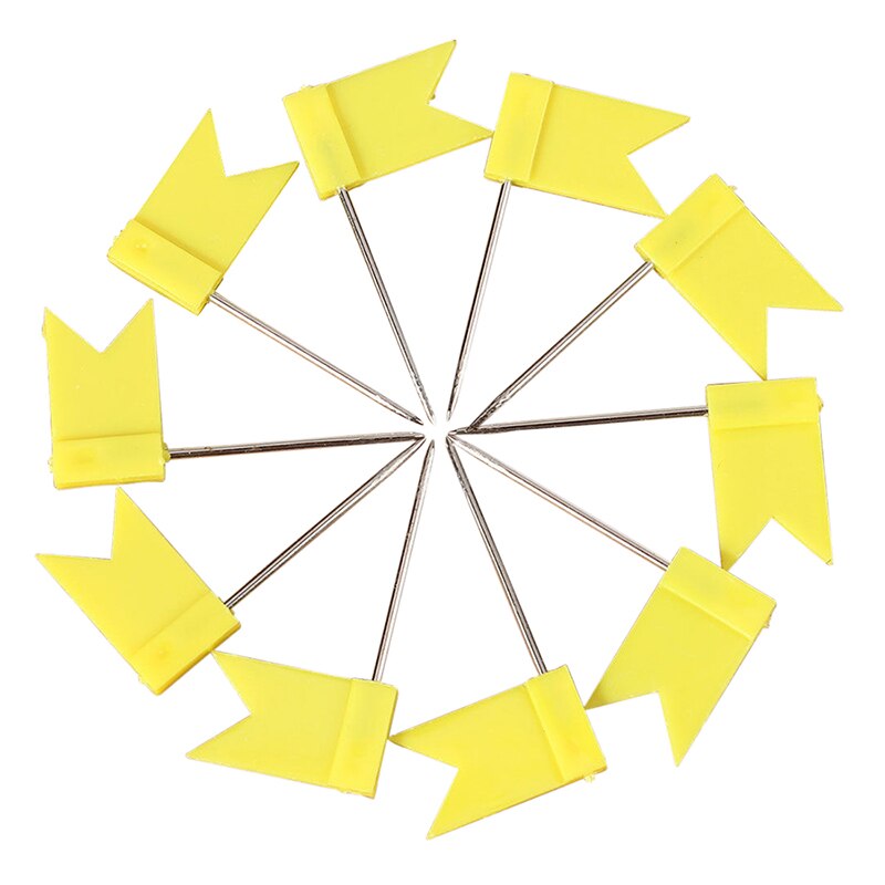100 Flag Shape Map Pins Cork Notice Board Drawing Pins Push Pin Yellow