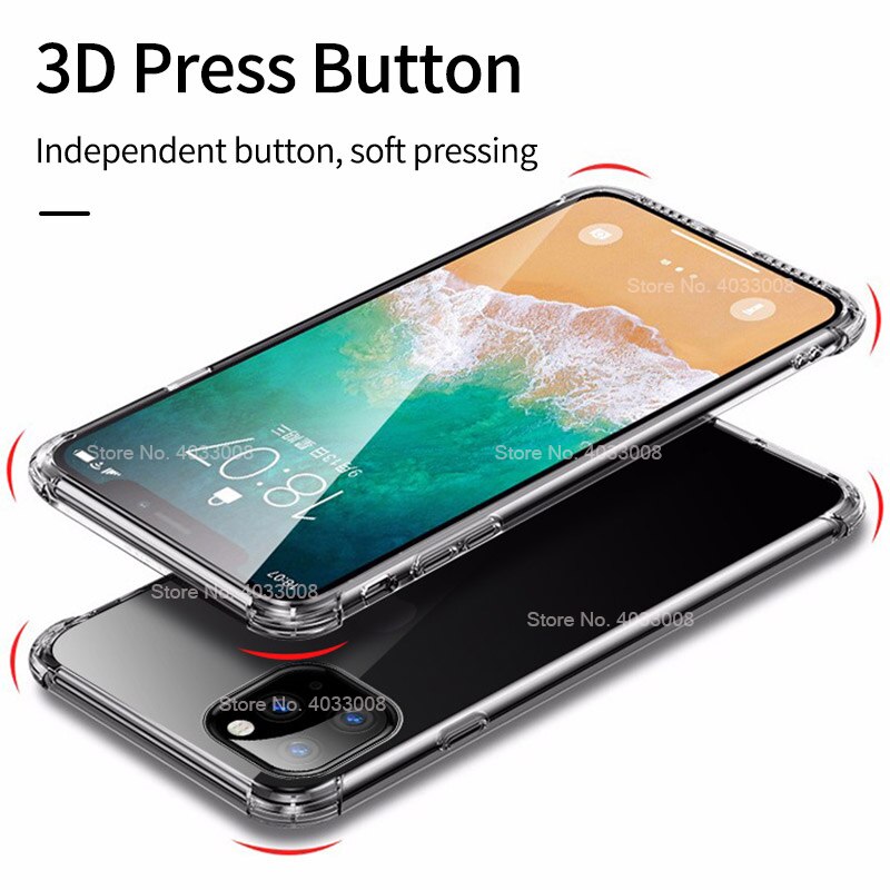 Soft Transparent Silicon Case for iPhone 12 11 Pro Max SE Shockproof Clear TPU Cover For iPhone 12 Pro Max XR X XS Max 7 8