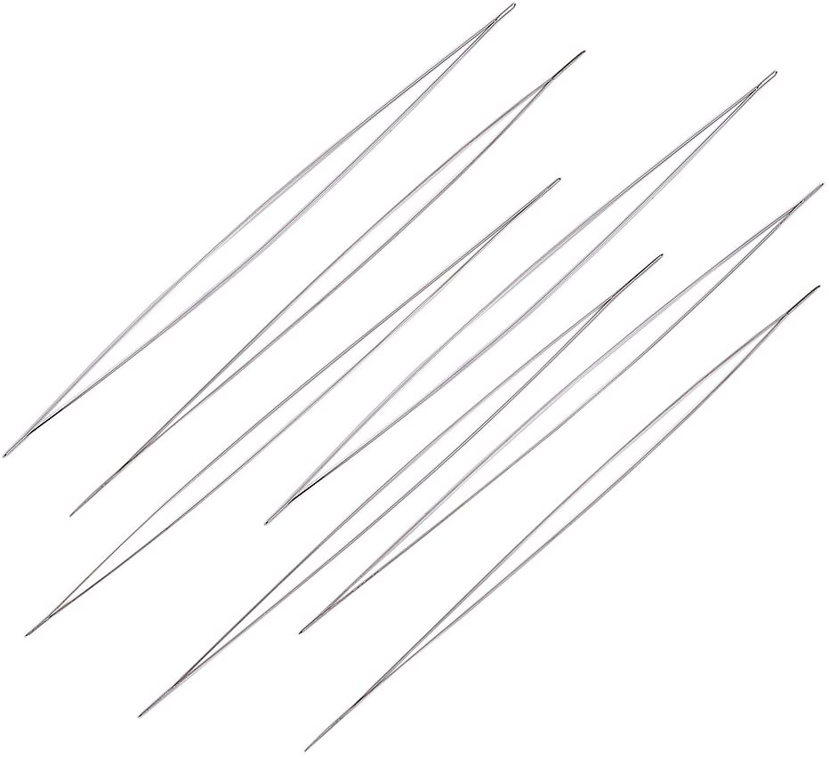 5pcs Central Opening Needles Stainless Steel Curved Beading Needles Tools for Jewelry Making Threading String Cord Easy