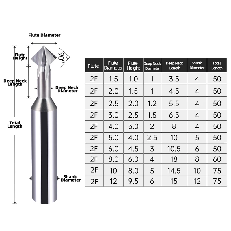 90 Degree Upper And Lower Inner Hole Chamfering CutterTungsten Steel Carbide Milling Cutter CNC Cutting Tools: 3.175*3.175*10 / 34mm