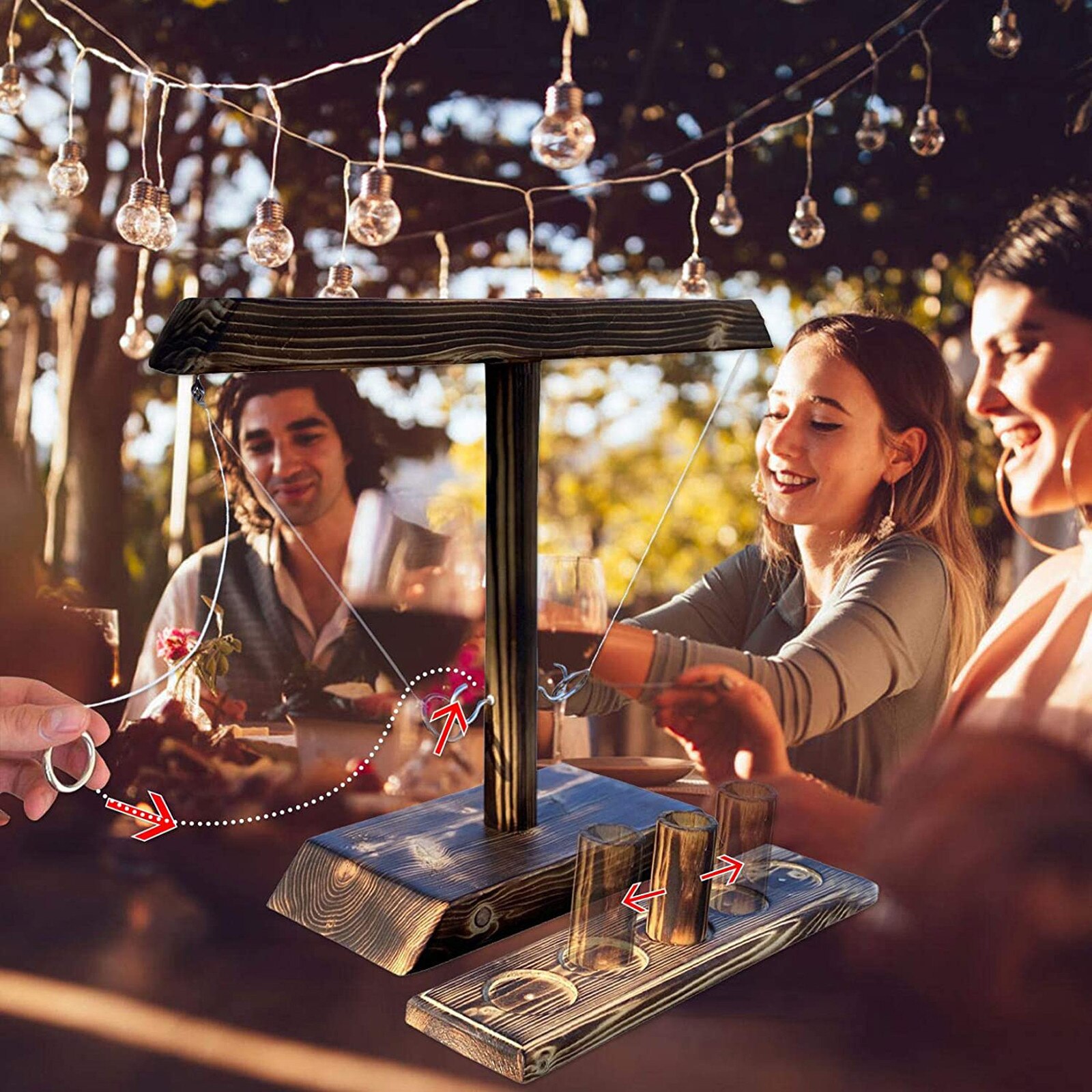 Partij Speelgoed Leisure Stijl Bar Drink Shop Handgemaakte Houten Ring Toss Haken Snelle Interactief Spel Voor Bars thuis Indoor