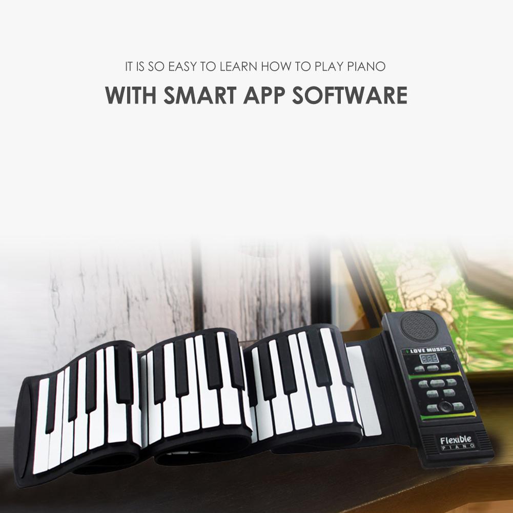 Portable 88 Keys Flexible Roll Up Piano Soft Silicone Folding Electronic Keyboard for Children Student Training Learnning