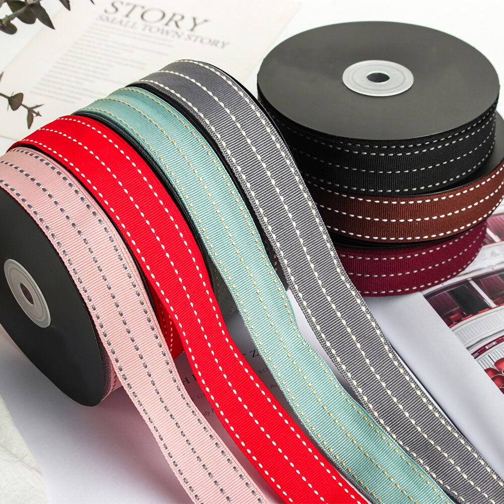 25mm 1inch Grosgrain Dotted Line Rib Ribbons Tape DIY Hairbow Bowknow Material Wedding Birthday Christmas Baking Wrapping