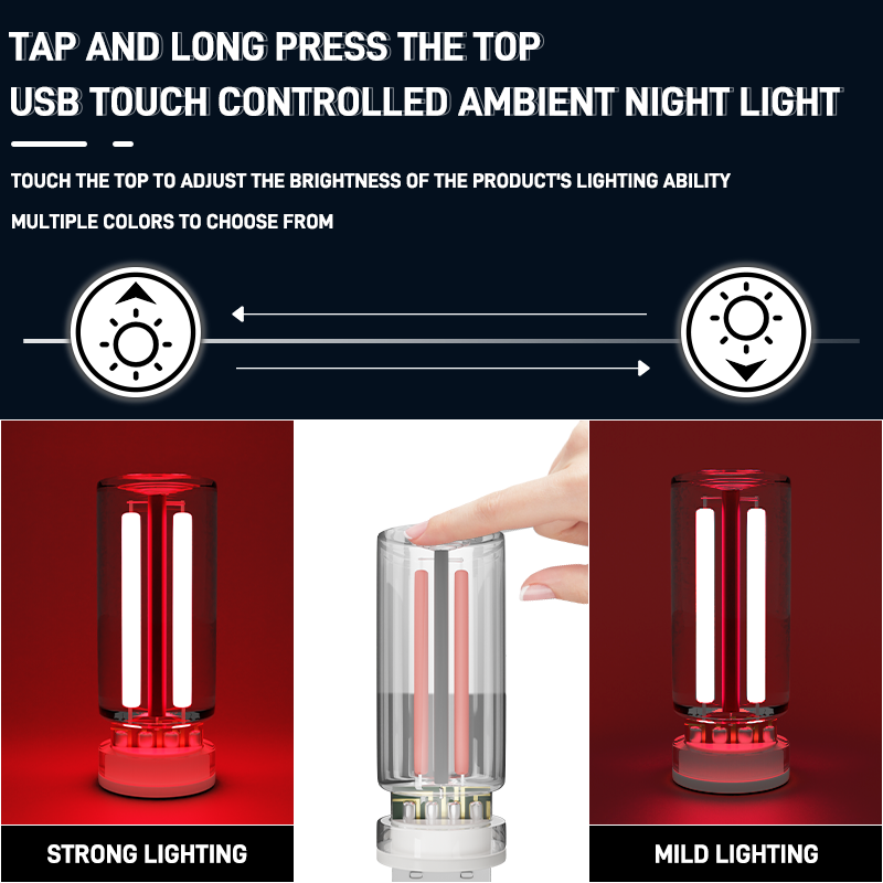 Bil usb natlampe touch control glødelampe atmosfære lys dekorativ bærbar belysning plug play led glødelampe pære